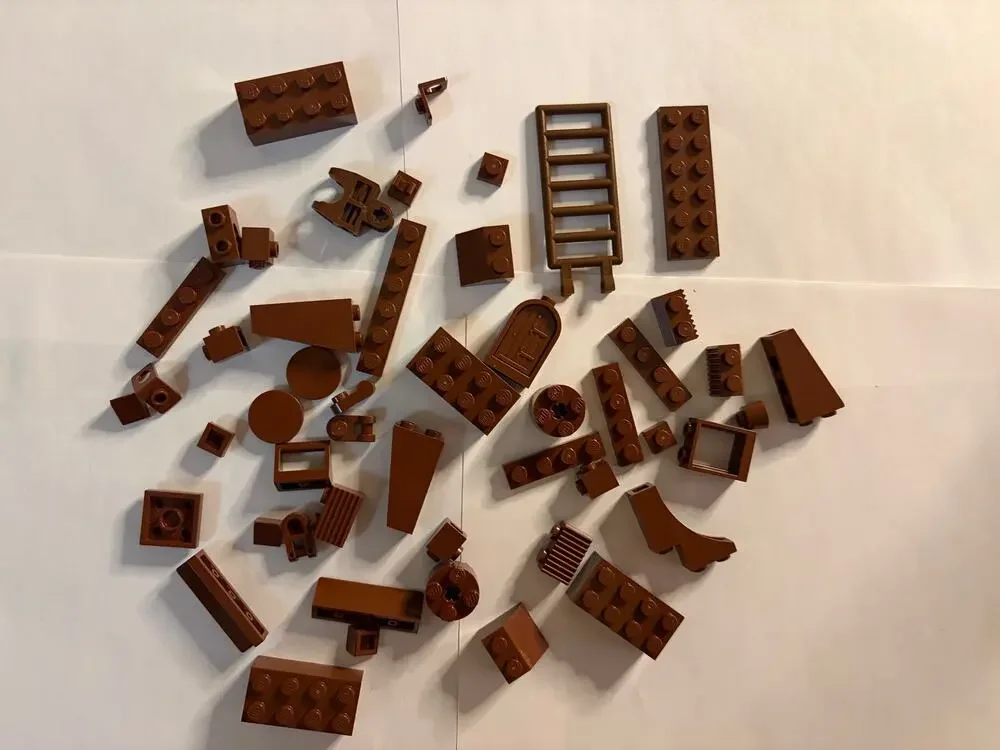 LEGO Brown Parts Lot LEGO Bricks Plates Slopes Door Ladder MOC Bulk ~52 Pieces
